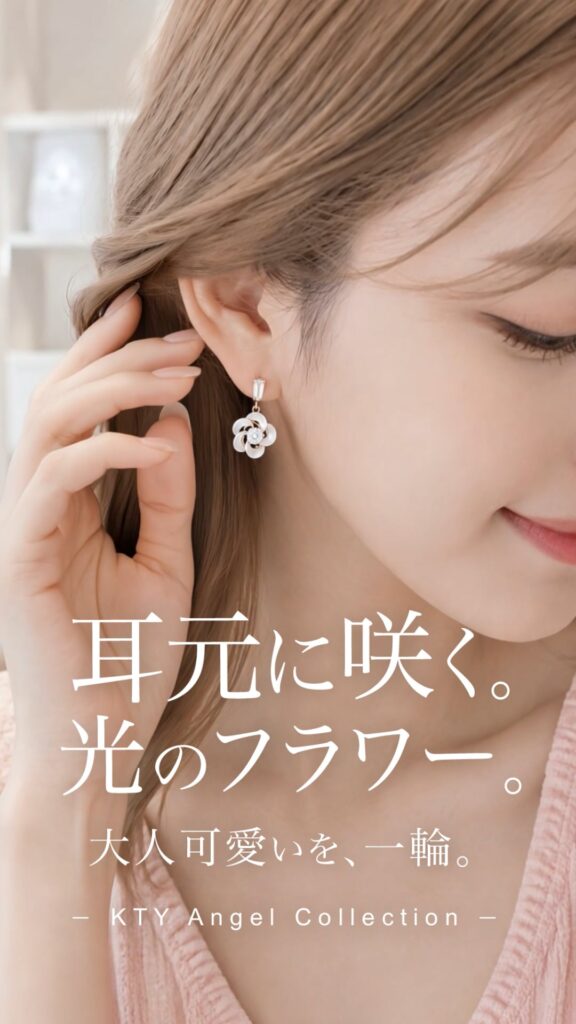 Elegant Shell Flower Zirconia ピアス＆イヤリング/Pink Gold【ニッケルフリー】