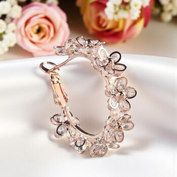 Hoop Cubic Flower ピアス