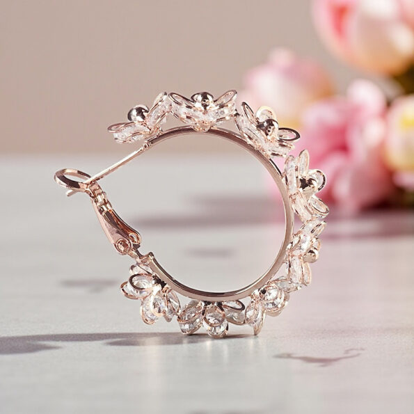 Hoop Cubic Flower ピアス | KTY