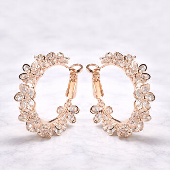 Hoop Cubic Flower ピアス