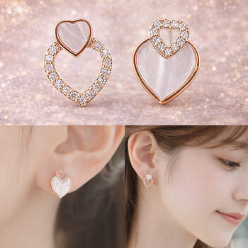 Shell Asymmetry Heart ピアス/イヤリング【ニッケルフリー】