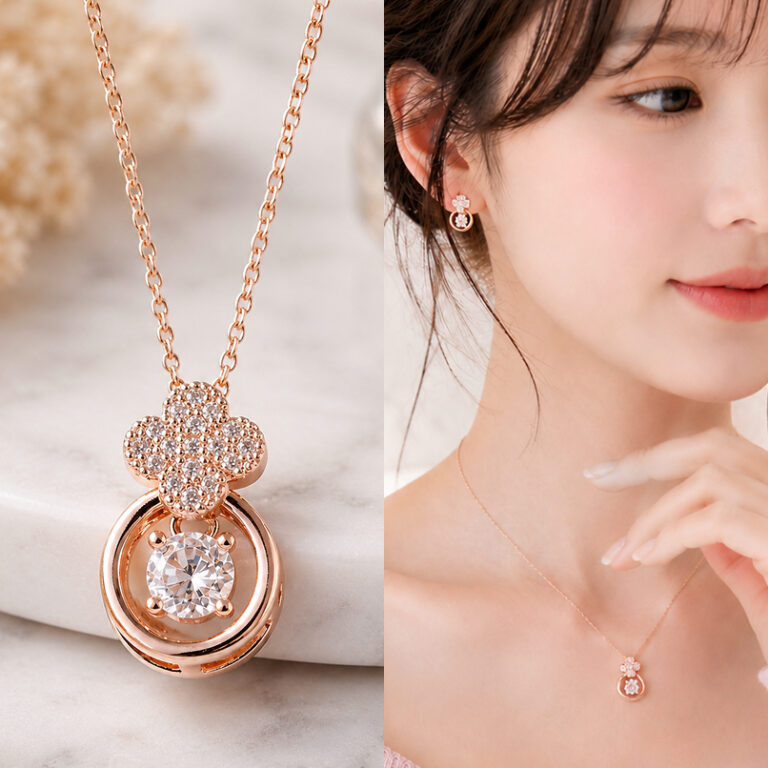Mini Round Clover ネックレス | Pink Gold