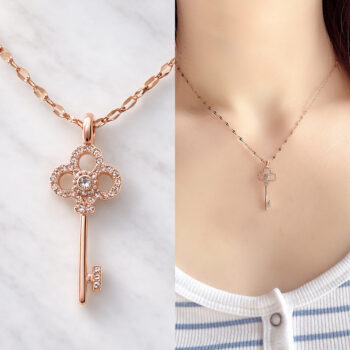 【金属アレルギー対応/ステンレス】Hope Zirconia Key ネックレス