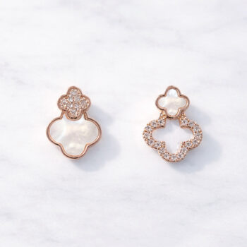 Shell Asymmetry Clover ピアス/イヤリング【ニッケルフリー】