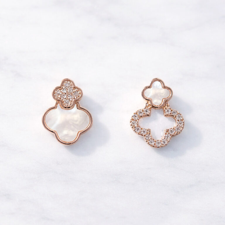 Shell Asymmetry Clover ピアス/イヤリング【ニッケルフリー】