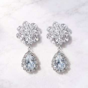Jewel Cubic Zirconia Flower ピアス/イヤリング
