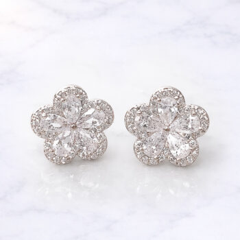 Jewelry Flower Style Zirconia Short ピアス&イヤリング/Silver【ニッケルフリー】