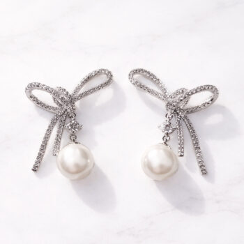 Jewel Ribbon Pearl ピアス【ニッケルフリー】