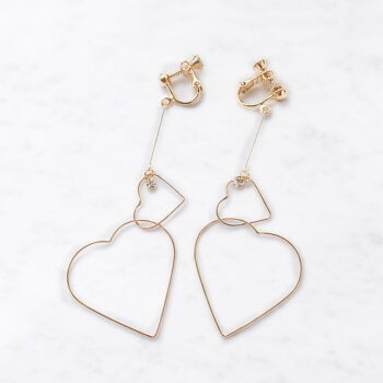 2連ハートモチーフロングピアス/イヤリング