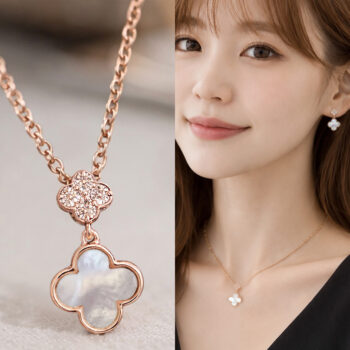 Shell Angel Clover ネックレス/Pink Gold