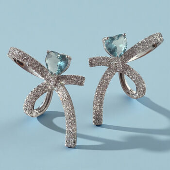 Jewel Ribbon Blue ピアス【ニッケルフリー】