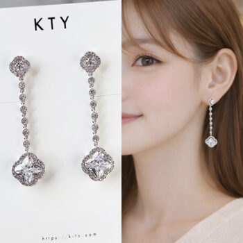 Jewel 2Clover ピアス【ロジウムコーティング】