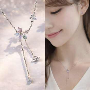 Lovely Pastel Flower ネックレス/ silver