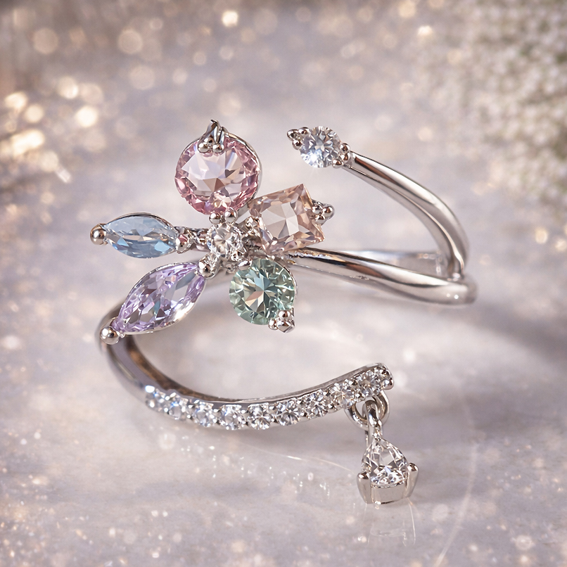 Lovely Pastel Flower リング/silver［free size］