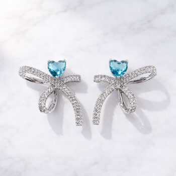 Jewel Ribbon Turquoise Blue ピアス【ニッケルフリー】
