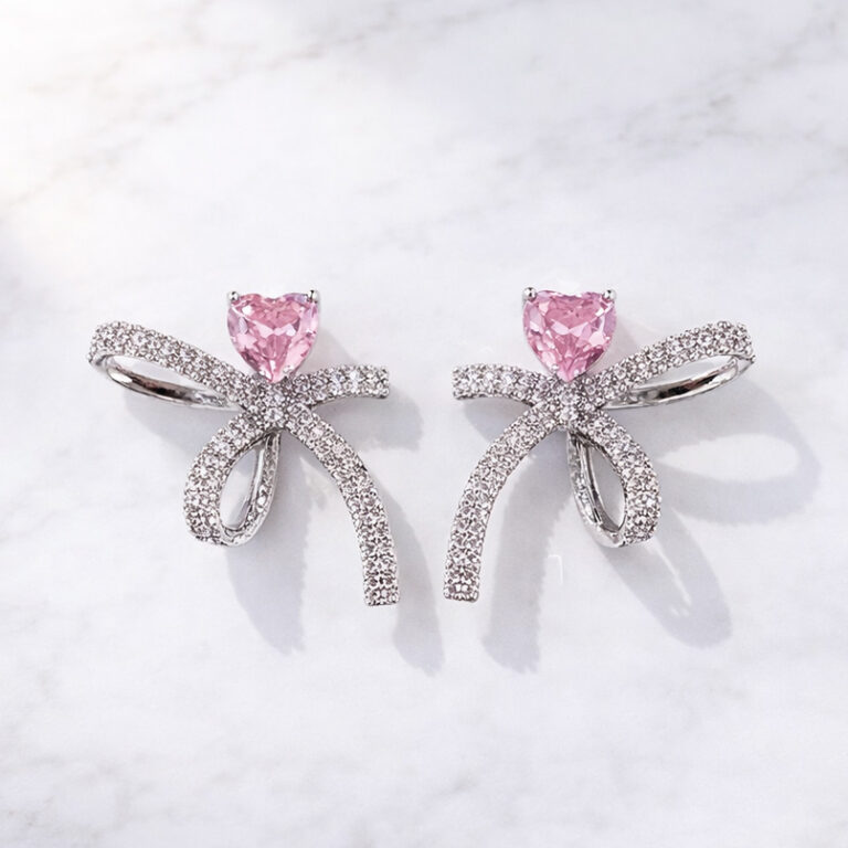 Jewel Ribbon Pink ピアス