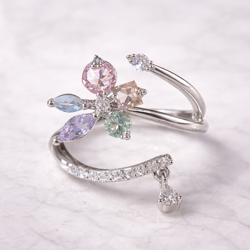 Lovely Pastel Flower リング/silver［free size］