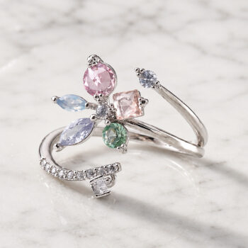 Lovely Pastel Flower リング | Silver | Free Size