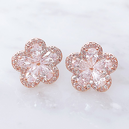 Jewelry Flower Style Zirconia Short ピアス/イヤリング