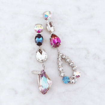 Dress Crystal Glass Jewelry Asymmetry ピアス&イヤリング/ブルークリスタル
