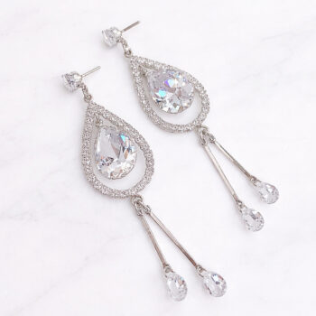 Drop Glass＆Zirconia イヤリング/Silver