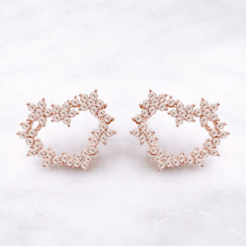 Jewel Open-Heart Flower ピアス/Pink Gold【ニッケルフリー】