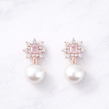 Brilliant CZ-Flower Pearl 2WAYピアス/Ice Pink