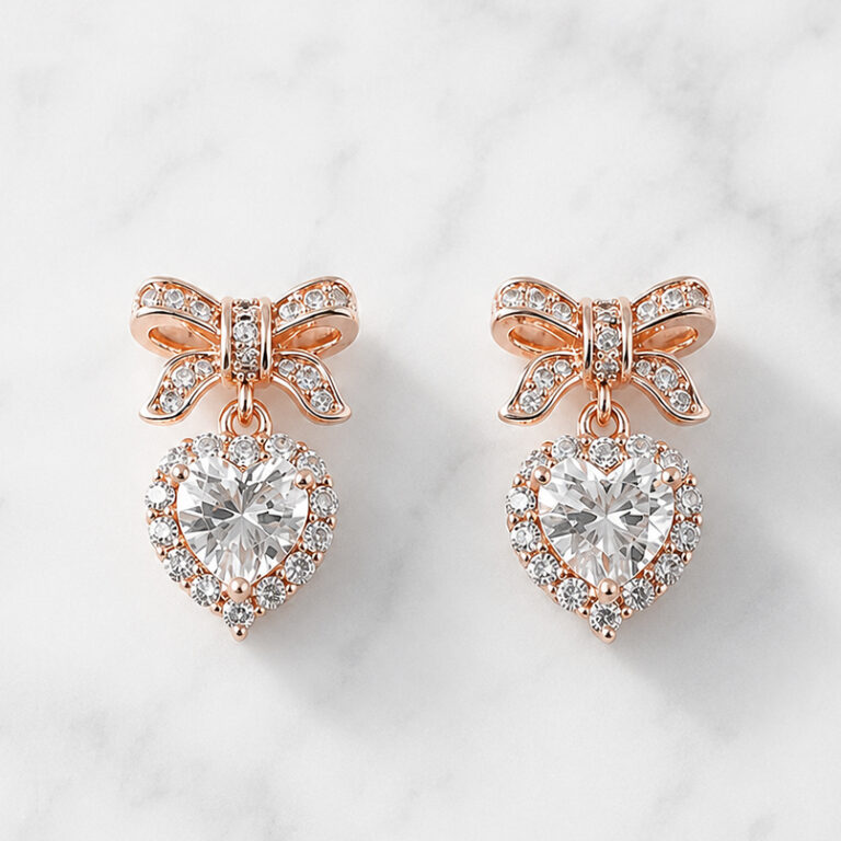 Ruban Heart ピアス&イヤリング | Pink Gold