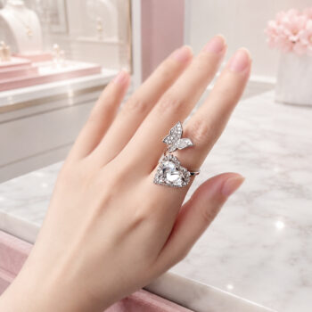 Jewel Butterfly Heart リング/free size
