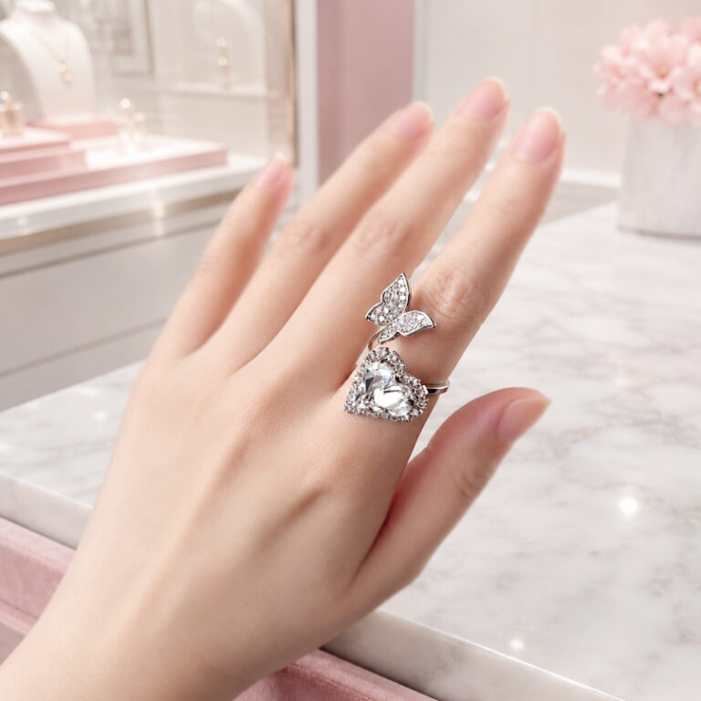 Jewel Butterfly Heart リング/free size