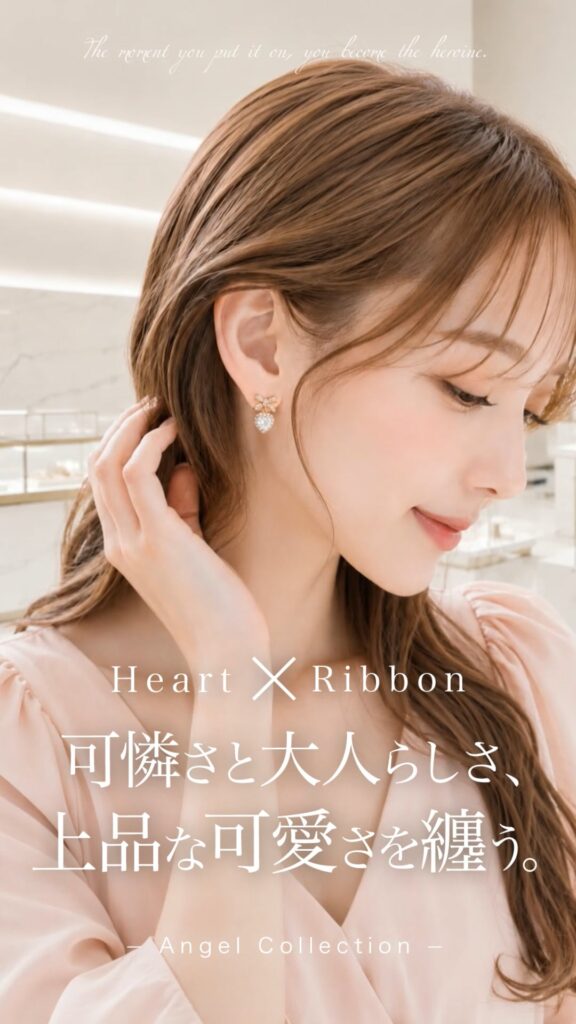 Ruban Heart ピアス&イヤリング/Pink Gold