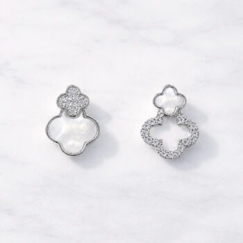 Shell Asymmetry Clover ピアス&イヤリング/Silver【ニッケルフリー】