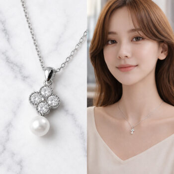 Mini Pearl Clover ネックレス/Silver【ニッケルフリー】
