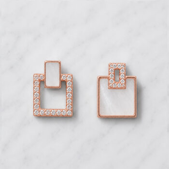 Shell Square Cadre Asymmetry ピアス&イヤリング/Pink Gold【ニッケルフリー】