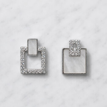 Shell Square Cadre Asymmetry ピアス&イヤリング/Silver【ニッケルフリー】