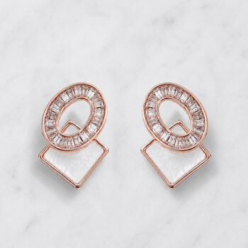 Shell Square Radiant ピアス&イヤリング/Pink Gold【ニッケルフリー】
