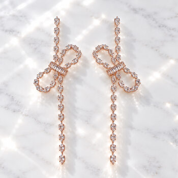 Éclat Zirconia Ribbon ピアス | Pink Gold