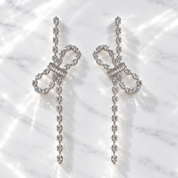 Éclat Zirconia Ribbon ピアス | Silver