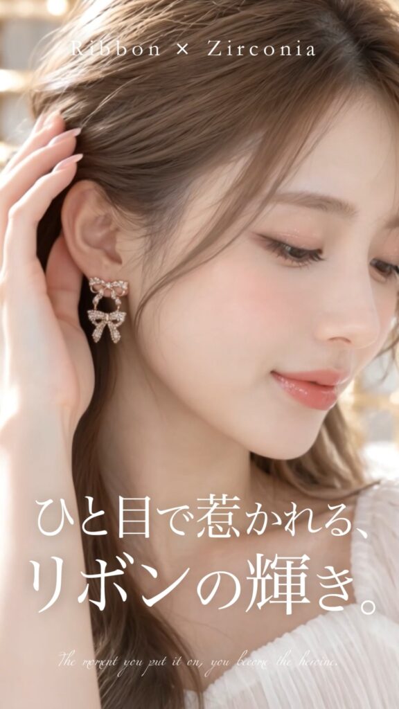 Ruban Élégance Ribbon ピアス | Pink Gold
