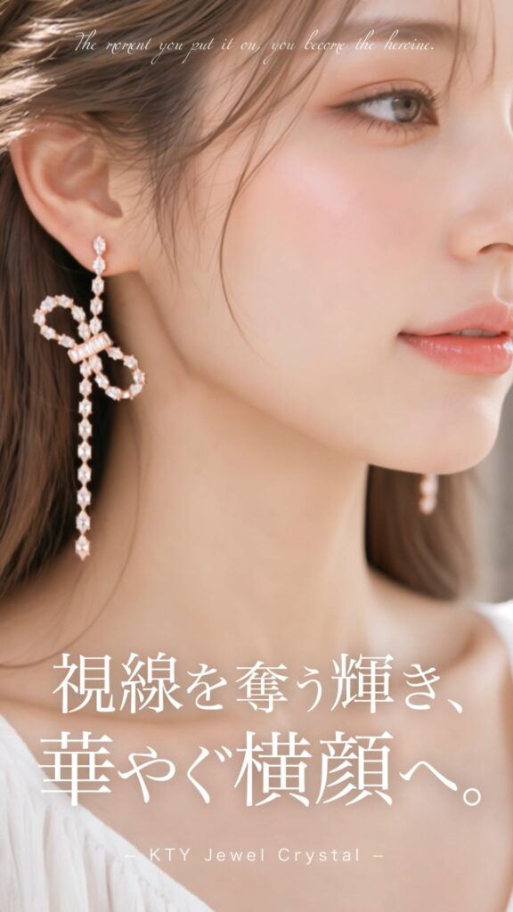 Éclat Zirconia Ribbon ピアス | Pink Gold