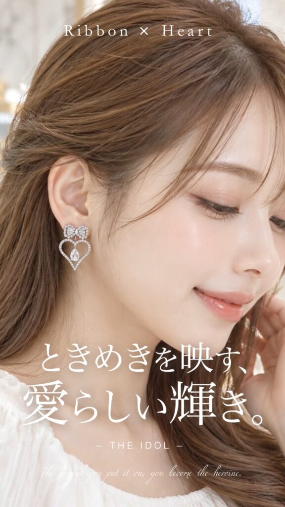 Étoile Coeur Heart Ribbon ピアス | Silver